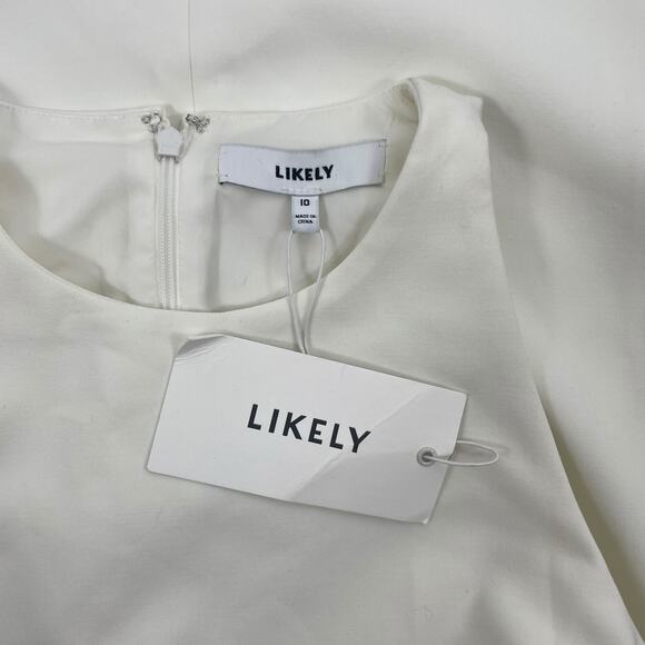 Likely Shayna Ruffle Overlay Cocktail Dress Knee Length White Size 10 - Picture 10 of 10